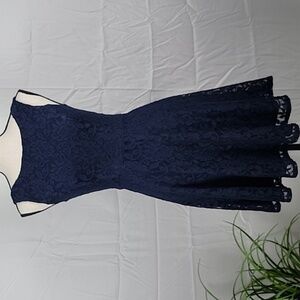 Speechless Size XS Navy Blue Sleeveless Lace Mini Cocktail Dress, EUC